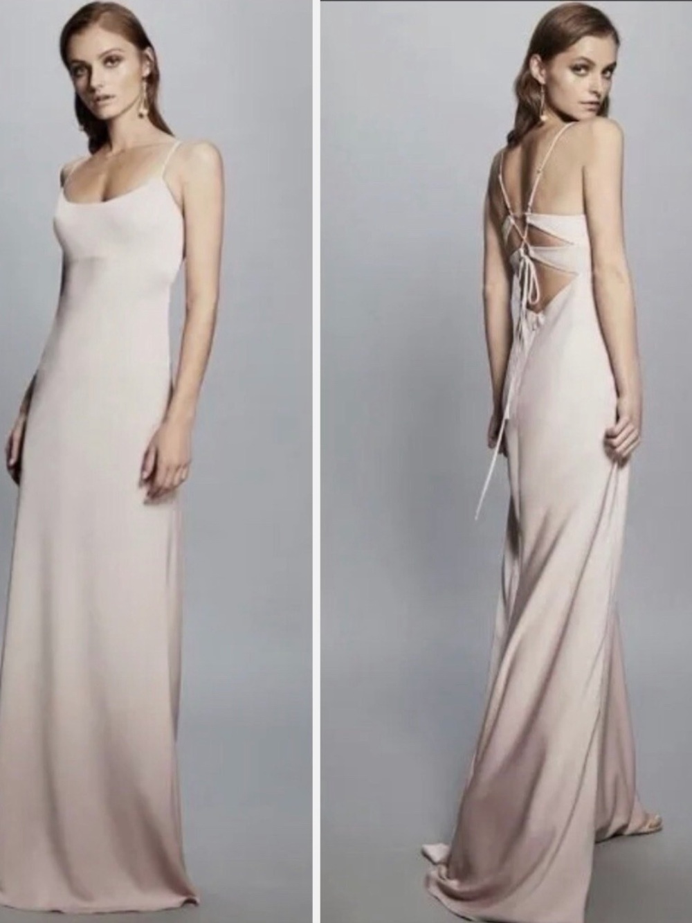 BCBGMaxAzria fae Blush Lace-Up Back Maxi Dress
